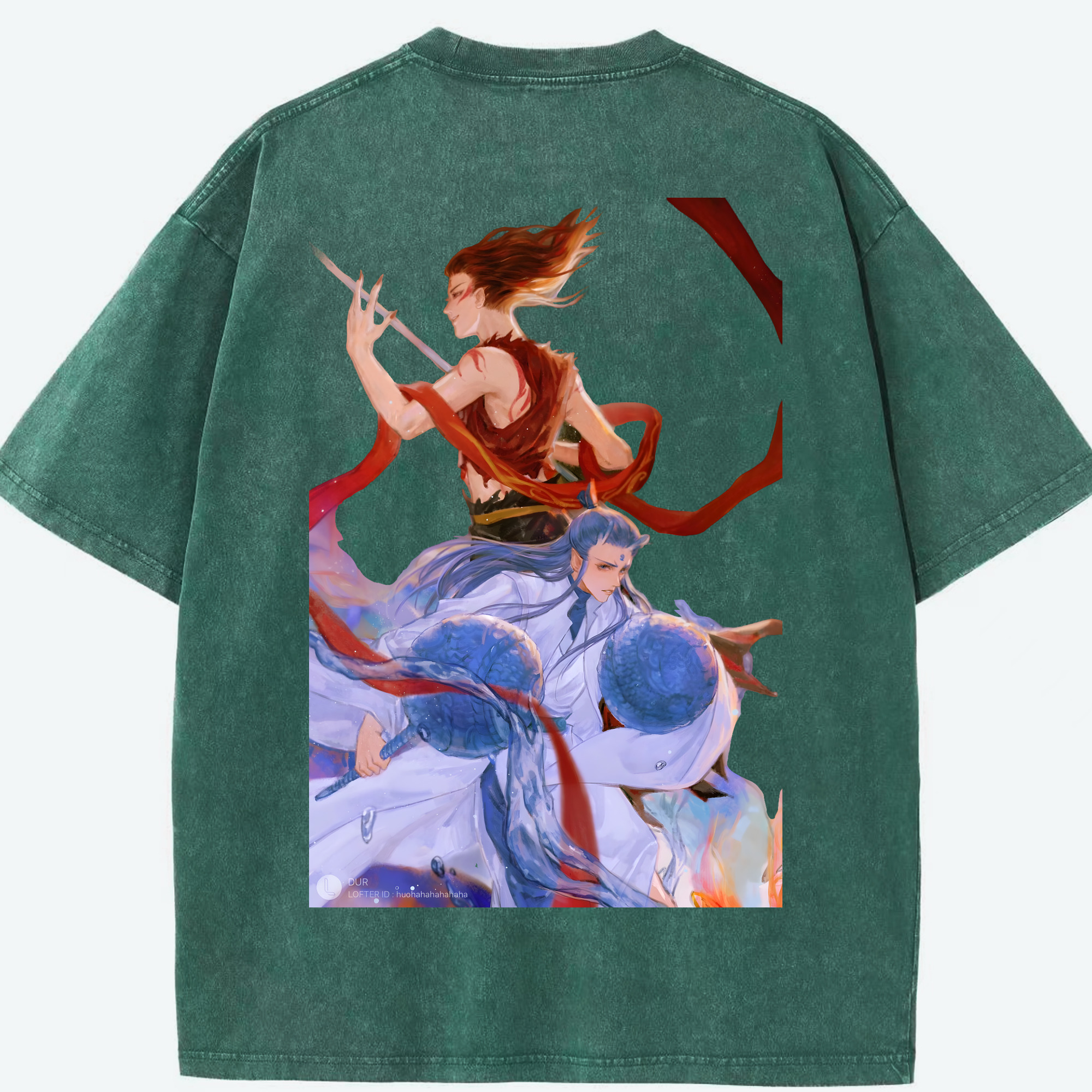 （画像用） Ne Zha 2 ナタ 魔童の大暴れ 綿100% ヴィンテージ風 半袖Tシャツ（背面プリント）